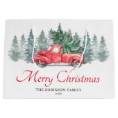 Grand Sac Cadeau Joyeux Noël de camion rouge (Devant)