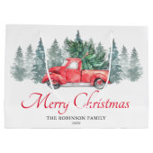 Grand Sac Cadeau Joyeux Noël de camion rouge (Dos)
