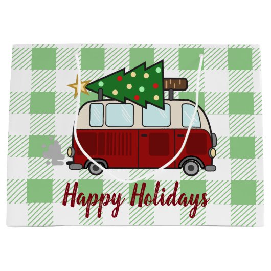 Grand Sac Cadeau Joyeux Noël de Camper Rustic (Devant)