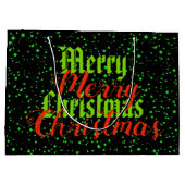 Grand Sac Cadeau Joyeux Noël d'étincelle verte (Dos)