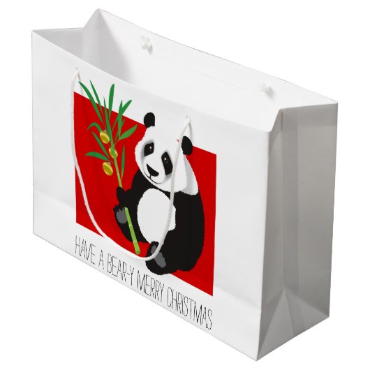 Grand Sac Cadeau Joyeux Noël d'Ours-y (Devant Angle)