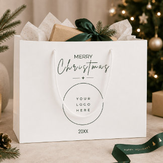 Grand Sac Cadeau Joyeux Noël élégant Logo personnalisé Entreprise