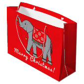 Grand Sac Cadeau Joyeux Noël éléphant (Dos Angle)