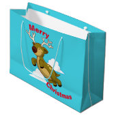 Grand Sac Cadeau Joyeux Noël - Feliz Navidad Flying Reindeer (Devant Angle)