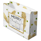 Grand Sac Cadeau Joyeux Noël Gold Parties scintillant Script Grand (Devant Angle)