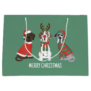 Grand Sac Cadeau Joyeux Noël Grands Chiens Danois