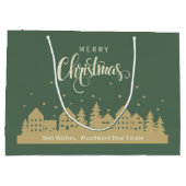 Grand Sac Cadeau Joyeux Noël Green Retro | Clients immobiliers (Dos)