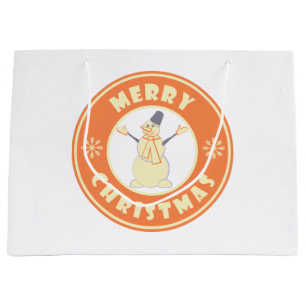 Grand Sac Cadeau Joyeux Noël heureux bonhomme de neige célèbre styl
