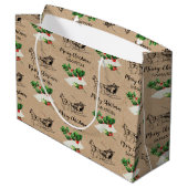 Grand Sac Cadeau Joyeux Noël Holly Berries Winter Kraft Brown (Dos Angle)