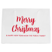 Grand Sac Cadeau Joyeux Noël Joyeux Nouvel An Rouge Blanc Custom (Devant)