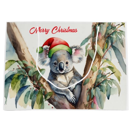 Grand Sac Cadeau Joyeux Noël Koala assis à Gumtree (Devant)