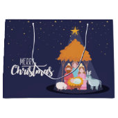 Grand Sac Cadeau Joyeux Noël La naissance du Christ (Devant)