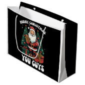 Grand Sac Cadeau Joyeux Noël, les gars du Père Noël (Devant Angle)