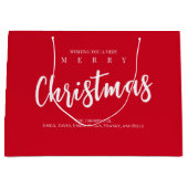 Grand Sac Cadeau Joyeux Noël mignon Whimsical Red Snowflake (Devant)