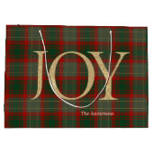 Grand Sac Cadeau Joyeux Noël moderne Joy rouge tartan (Dos)