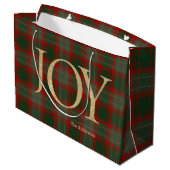 Grand Sac Cadeau Joyeux Noël moderne Joy rouge tartan (Dos Angle)