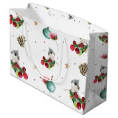 Grand Sac Cadeau Joyeux Noël Motif d'oiseaux d'hiver Personnalisé (Dos Angle)