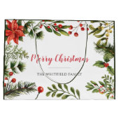 Grand Sac Cadeau Joyeux Noël Nom de famille Berries Green (Dos)