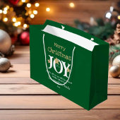 Grand Sac Cadeau Joyeux Noël Nom Script Rustique Vert