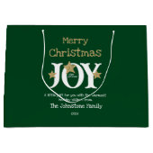 Grand Sac Cadeau Joyeux Noël Nom Script Rustique Vert (Devant)