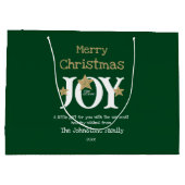 Grand Sac Cadeau Joyeux Noël Nom Script Rustique Vert (Dos)