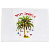 Grand Sac Cadeau Joyeux Noël Palm Tree Light Hawaiian Tropical (Dos)