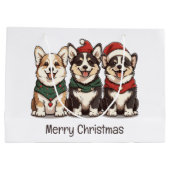 Grand Sac Cadeau Joyeux Noël Pembroke Welsh Corgi Chiens (Dos)