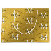 Grand Sac Cadeau Joyeux Noël personnalisé Monogramme d'huile d'or (Devant)