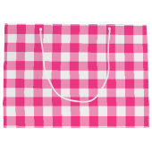 Grand Sac Cadeau Joyeux Noël rose Plaid Holiday (Dos)