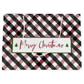 Grand Sac Cadeau Joyeux Noël Rouge Buffalo Check Plaid (Devant)