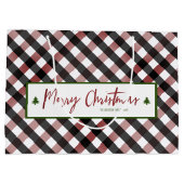 Grand Sac Cadeau Joyeux Noël Rouge Buffalo Check Plaid (Dos)