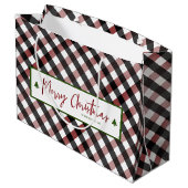 Grand Sac Cadeau Joyeux Noël Rouge Buffalo Check Plaid (Dos Angle)