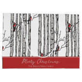 Grand Sac Cadeau Joyeux Noël Rouge Cardinal Oiseau & Birch Tree (Dos)
