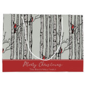 Grand Sac Cadeau Joyeux Noël Rouge Cardinal Oiseau & Birch Tree (Dos)