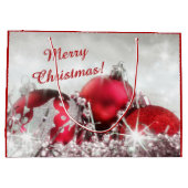 Grand Sac Cadeau Joyeux Noël Rouge Et Argent (Dos)