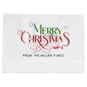 Grand Sac Cadeau Joyeux Noël rouge et vert Typographie rétro (Dos)
