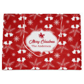 Grand Sac Cadeau Joyeux Noël Rouge Motif Noël Bell (Devant)
