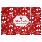Grand Sac Cadeau Joyeux Noël Rouge Motif Noël Bell (Dos)