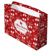 Grand Sac Cadeau Joyeux Noël Rouge Motif Noël Bell (Dos Angle)