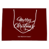 Grand Sac Cadeau Joyeux Noël rouge profond (Devant)