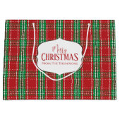 Grand Sac Cadeau Joyeux Noël Russe Rouge Ferme Plaid (Devant)