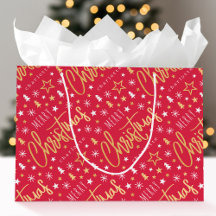 Joyeux Noël Script Nom personnalisé Red Faux Gold