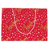 Grand Sac Cadeau Joyeux Noël Script Nom personnalisé Red Faux Gold (Dos)