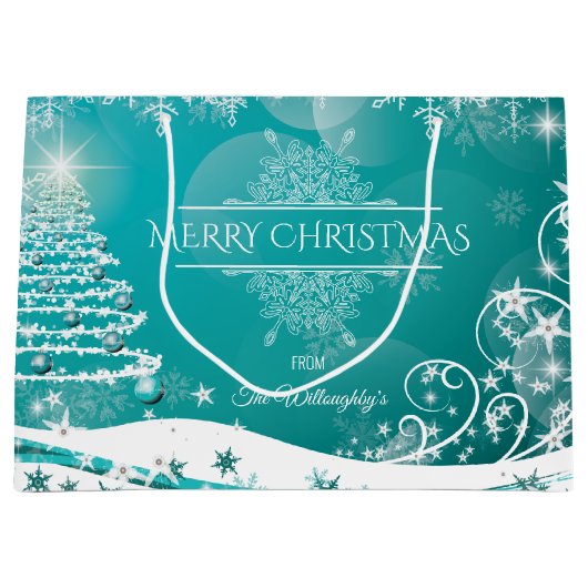 Grand Sac Cadeau Joyeux Noël Snowflakes Arbre Fleurs & Étoiles H