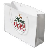 Grand Sac Cadeau Joyeux Noël Typographie Gothique Avec Cerf De Plui (Dos Angle)