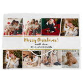 Grand Sac Cadeau Joyeux Noël Vert Élégant Photos Modernes (Devant)