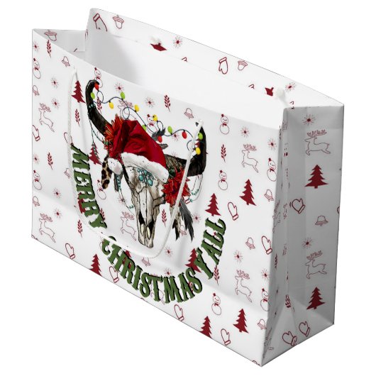 Grand Sac Cadeau Joyeux Noël Y'all (Devant Angle)