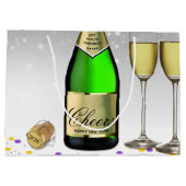 Grand Sac Cadeau Joyeux Nouvel An 2025 Bouteille Sparkling Vin (Dos)