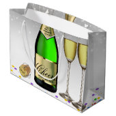 Grand Sac Cadeau Joyeux Nouvel An 2025 Bouteille Sparkling Vin (Dos Angle)