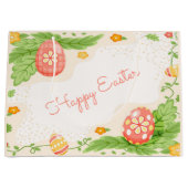 Grand Sac Cadeau Joyeux oeufs de Pâques fête de vacances  (Devant)